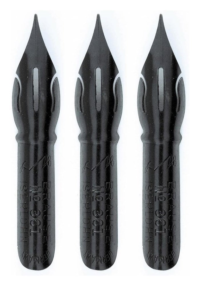 Brause Steno Pen Nib Set - 3 Identical Nibs for Calligraphy and Fine Writing
